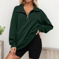 thumbnail image 2 of SUYOLL Women Hooded Sweatshirt Casual Stand Collar Loose Fit Zip Up Jacket Daily Wear Vacation Fall Winter Versatile Comfortable Lightweight Classic Versatile Sweatshirt, 2 of 5