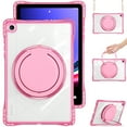 thumbnail image 2 of ELEHOLD Rotating Shockproof Case For Samsung Galaxy Tab A9+/ A9 Plus Full Body Protection Clear Rugged Cover, 360° Rotating Ring Hand Grip Stand, Nylon Shoulder Strap,Rose, 2 of 10