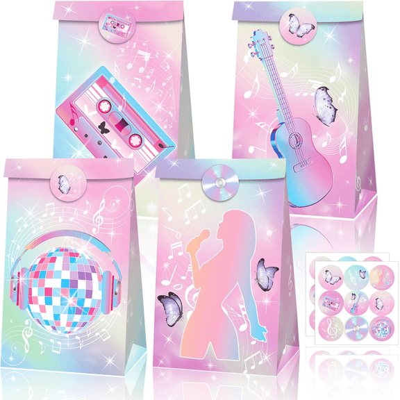 12 Music Themed Party Gift Bags Birthday Party Supplies Wedding Bridal Shower Candy Bags