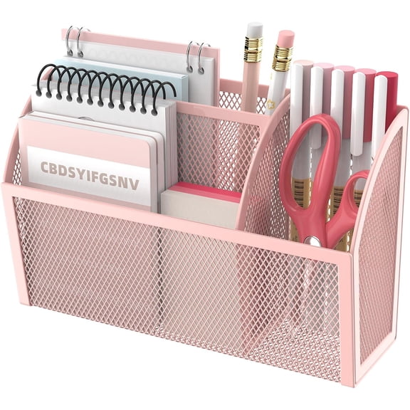 3-Grid Magnetic Pencil Holder, Strong Magnet Locker Organizer, Pink | Mesh Magnetic Shelf, Marker Holder Perfect for Whiteboard, Refrigerator and Locker Accessories