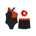 thumbnail image 4 of TTAO Kids Girls Sparkle Gymnastics Leotard Ballet Dance Unitard Biketard Matching Shorts Scrunchies Set Red 12, 4 of 5