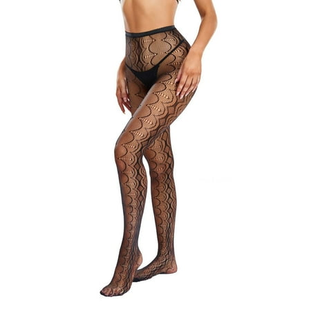 

Black Tights for Women Ladies Fashion Hollow Out Heart Print Base Pantyhose Fishnet Women s Bottoming Fishnet Socks
