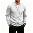 thumbnail image 4 of Mens Waffle Knit Jacket Stand Collar Full Zip Kangaroo Pocket Coat Mens Waffle Knit Jacket Stand Collar Full Zip Coat, 4 of 5