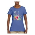 thumbnail image 2 of Wild Bobby, Cute Hearts and Flowers Blessed, Inspirational/Christian, Women Graphic Tee, Light Blue, Large, 2 of 3