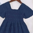 thumbnail image 5 of LJEFF Girls Short-Sleeve Dress, Square Neck Solid Colors Party Ruffled Casual Dresses for Kids Blue Size 2-3T, 5 of 7