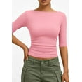 thumbnail image 5 of PRETTYGARDEN Womens Summer Short Sleeve Tops Boat Neck Ribbed Knit Slim Fit T Shirt Casual Basic Top Spring Clothes, 5 of 10