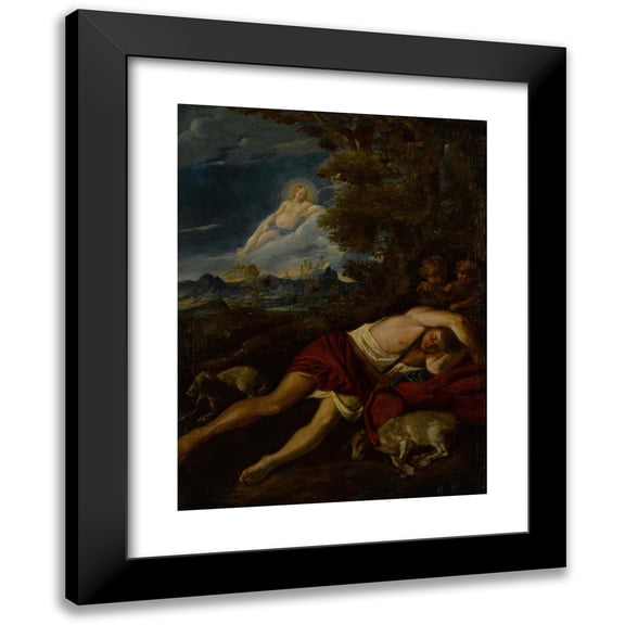 Circle of Pier Francesco Mola 11x14 Black Modern Framed Museum Art Print Titled - Endymion Asleep