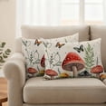 thumbnail image 2 of Mushrooms Outdoor Waterproof Pillow Covers, Butterfly Botanical Country Plants Beige Decorative Rectangle Throw Pillowcase Sofa Cushion Sham for Patio/Couch/Chair, 20"x12" 2 Pack, 2 of 8