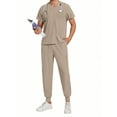 thumbnail image 3 of Woman and Men's Tops Medical Jogger Pants Nursing Work Clothes Doctor Scrubs Uniform Scrub Set Dentist Nurse Uniform V Neck Short Sleeve Scrubs, 3 of 8