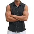 thumbnail image 5 of Inglocry Mens Button Down Summer Shirts Sleeveless Cotton Linen Beach Tank Top Basic Solid Work Dress Shirt Dark Gray S, 5 of 6