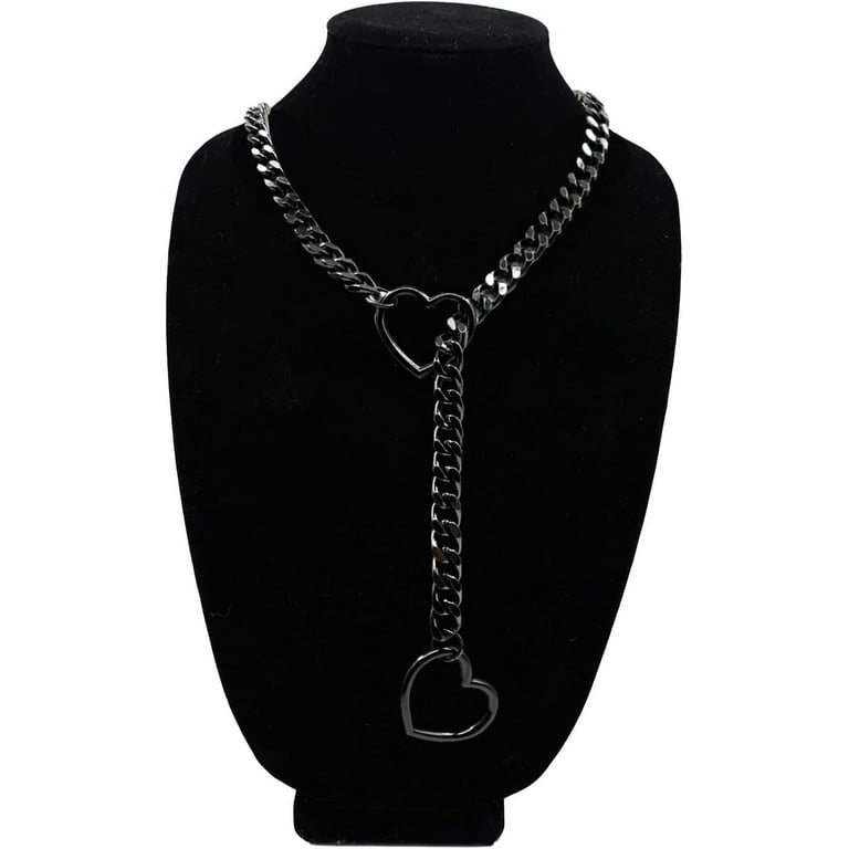 ネックレス・ペンダント ROMANTINUER SN83 NECKLACE BLACK HEART STRING Heart O-ring Slip Chain Necklace For Women, Handmade Punk