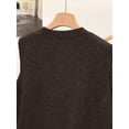thumbnail image 5 of 1pc Solid Color Cropped Round Neck Asymmetrical Button Design Fashion Layering Sleeveless Knit Vest Tank Top Summer, Effortless Style, 5 of 9