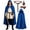 Blue, variant on JOANKDMI 4 Piece Fantasy Medieval Blue Velvet Hooded Cloak Costume Set for Men with Triskele Pattern Belt Bracer Pouch for LARP Celtic Viking Cosplay