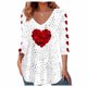 thumbnail image 2 of TaTaai Women's Valentine's Day Printed V-Neck Long-Sleeve T-Shirt, Loose Casual Top, Durable Fabric for All Season Daily Party Work Wear Gift, 2 of 5