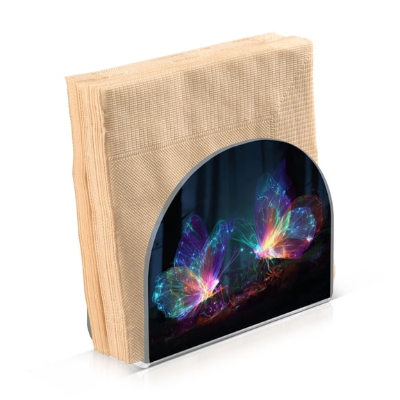 Napkin Holder for Table Kitchen Paper Tissue Organization Standing Paper Napkin Storage Neon Butterfly