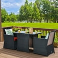 thumbnail image 3 of Gymax Ensemble Bistro en Osier pour Patio 3 Pcs Ensemble de Table à Manger en Rotin PE avec Coussins Rouges, 3 of 10