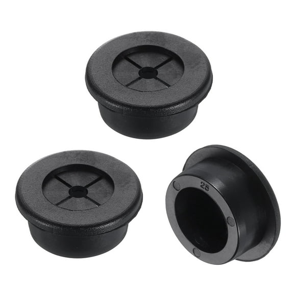 Uxcell 3 Pack Cable Cord Grommet, 1" Inch (25mm) Desk Grommet Flexible Rubber Grommets Wire Hole Cover Pass Through for Office Computer Desk Wire Organizer, Black