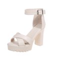 thumbnail image 2 of Zapatos de mujer Moda Color sólido Minimalista Punta abierta Sandalias de tacón grueso Zapatillas Chanclas Wmkox8yii  shjk7741, 2 of 9