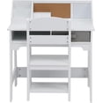 thumbnail image 3 of Historyli Juego de escritorio y silla Acekid,mesa de estudio de madera con compartimentos,estantería,tablón de anuncios y portalápices,mesa de escritura para niños y niñas,color blanco., 3 of 7