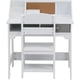 thumbnail image 3 of Historyli Juego de escritorio y silla Acekid,mesa de estudio de madera con compartimentos,estantería,tablón de anuncios y portalápices,mesa de escritura para niños y niñas,color blanco., 3 of 7