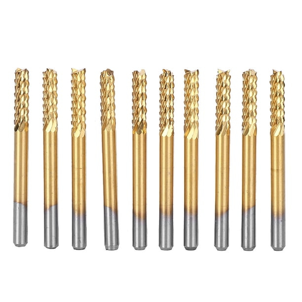 Brocas de Carburo de Acero con Cuchillas Multifiladas 10 Uds Fresa de Extremo de Carburo de 3175mm Vástago de 1/8 " Broca de Grabado de PCB CNC Recubierta de Titanio ANGGREK Otros