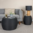 thumbnail image 4 of Creative Co-Op Round Rattan Barrel Side Table, Black, 4 of 7