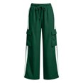 thumbnail image 2 of BXJX Boys Cargo Pants, Elastic Waist Side Stripe Straight‑Leg Multi Pocket Casual Trousers Army Green Size 7-8 T, 2 of 8