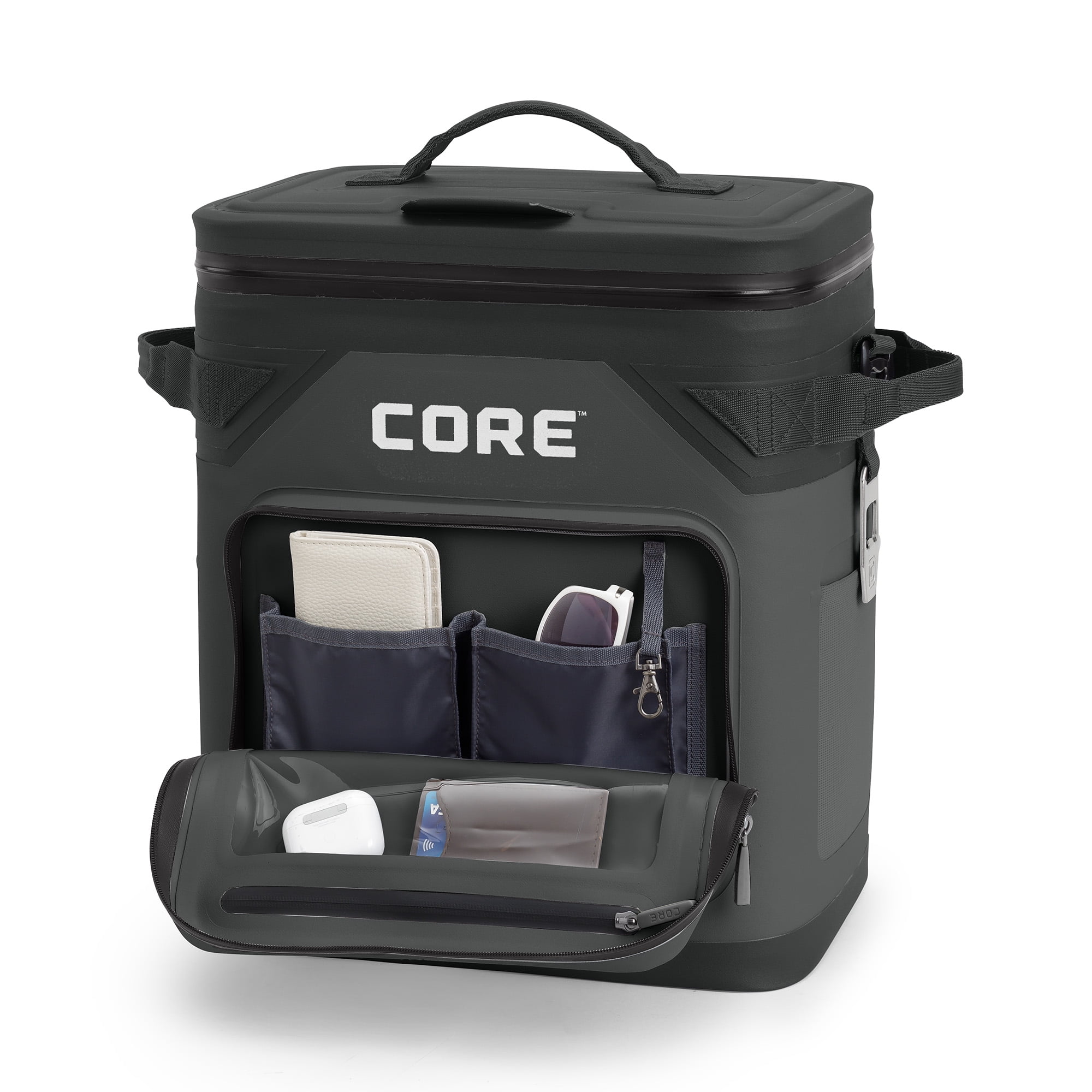 CORE 36 Can Climakeep Magnetic Soft Cooler, Leakproof Cooler, Waterproof Zipper, Charcoal