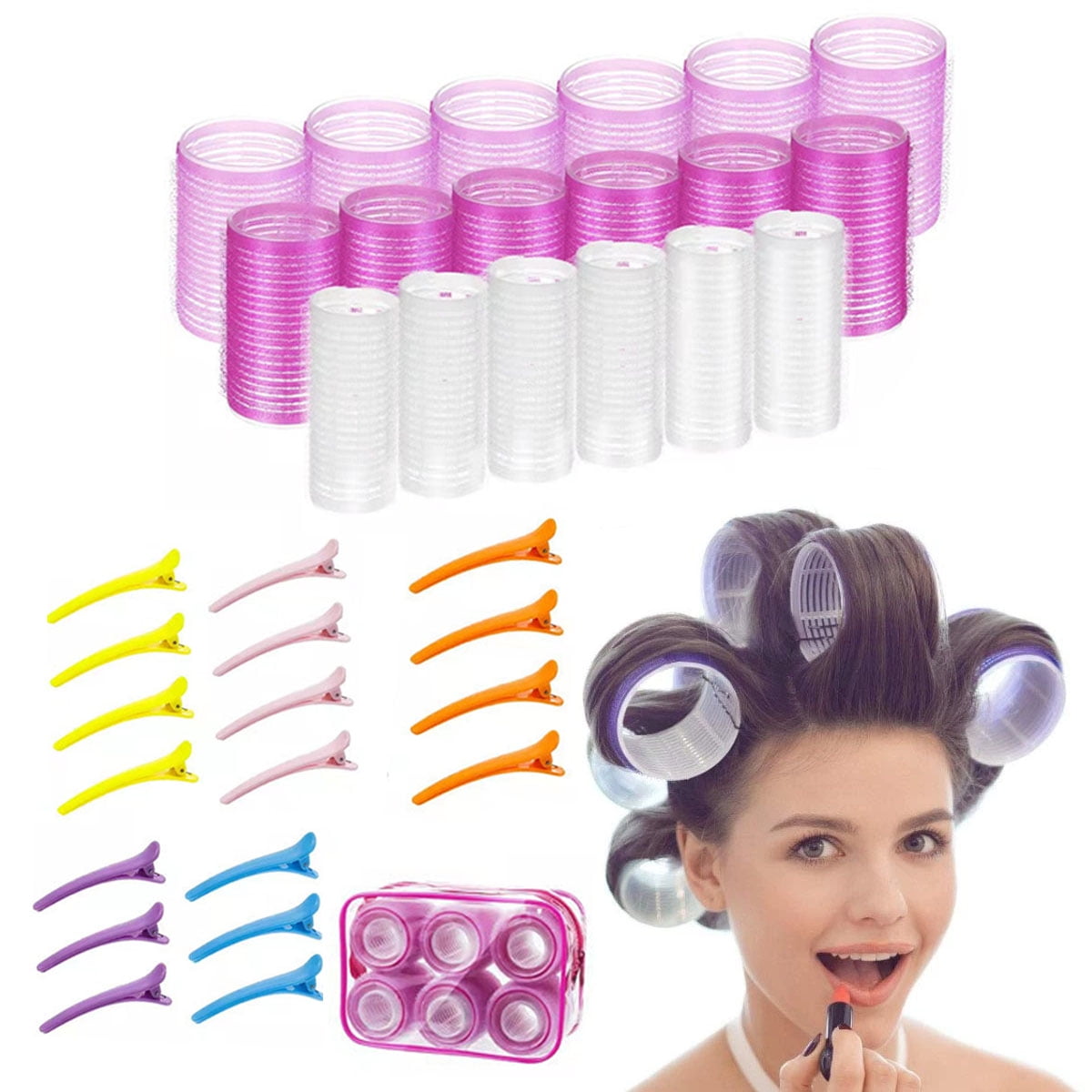 31 Piece Self-Handle Curler Set Holding Hair Rollers, Hair Rollers ...
