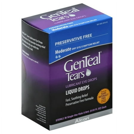 GenTeal Tears Preservative-Free Lubricant Eye Drop Vials for Daily Use, 0.03 fl. oz., 36 Count
