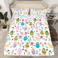 thumbnail image 2 of Manfei Boho Dinosaur Egg Twin Sheet Sets,Cute Cartoon Flower Twin Fitted Sheet,Kawaii Rabbit Print Flat Sheet For Girls Kids,Breathable Home Decor,3-Piece, 2 of 7