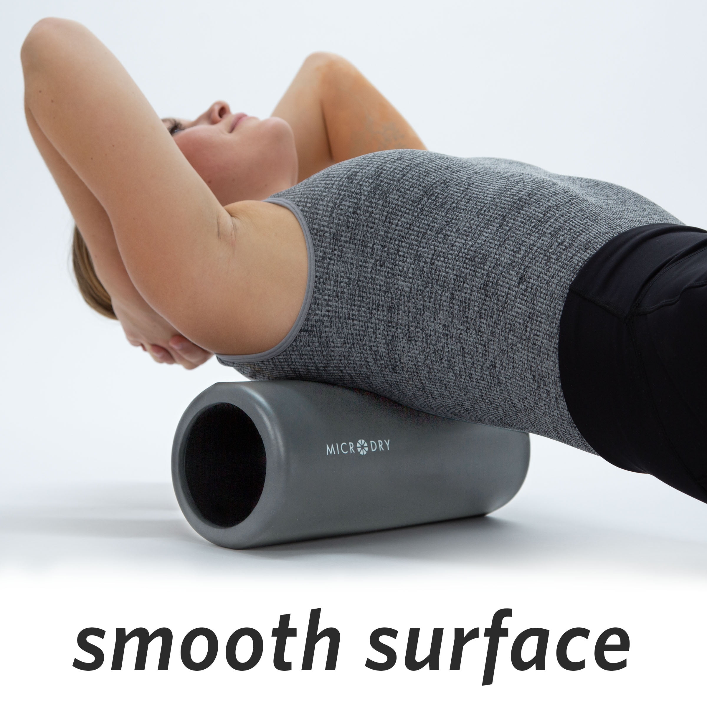 Microdry Fitness Foam Roller for Muscle Relief, Firm, 13" x 5.3", Light Gray