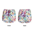 thumbnail image 5 of Xecao's Colorful Watercolor Dots for a double-layer running short for women, perfect for gym, tennis, and more, featuring a convenient pocket., 5 of 9