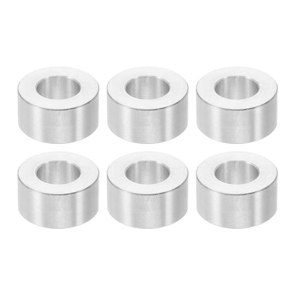 M10 Aluminum Spacers, 6pcs Metal Spacers for 3/8 or M10 Screw Bolts, 3/8" ID x 3/4" ID x 3/8" L Unthreaded Standoff, 10.5x20x10mm