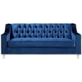 thumbnail image 3 of Jackson Navy Blue Velvet Sofa - Button Tufted - Lucite Acrylic Legs, 3 of 10