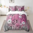 thumbnail image 2 of jejeloiu Cute Floral Blossom 7 Pieces Bedding Comforter Set,Old Wooden Board Full Bedding Set,Pink Gray White Fitted Sheet Flat Sheet For Adults,Breathable Home Decor Reversible, 2 of 8