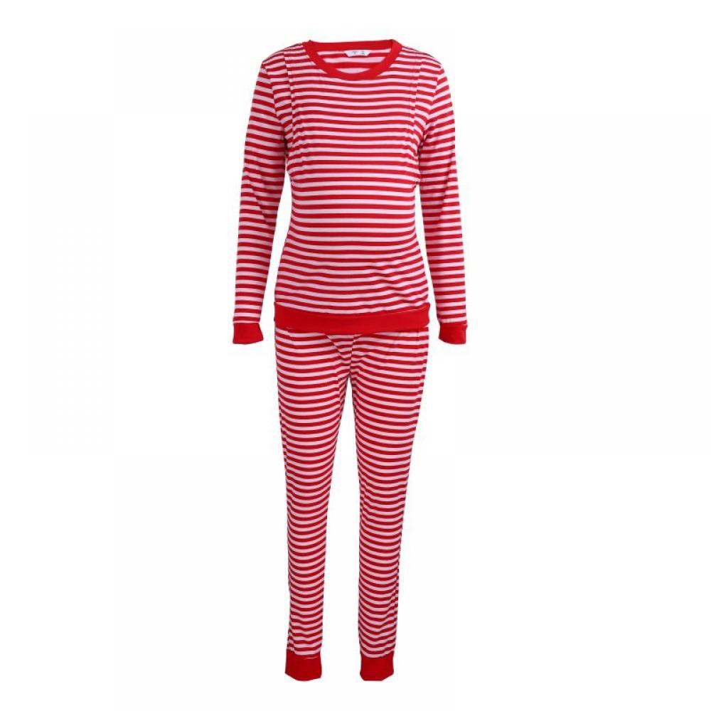 Women Maternity cNursing Thermal Underwear Set Striped Knit Long Johns