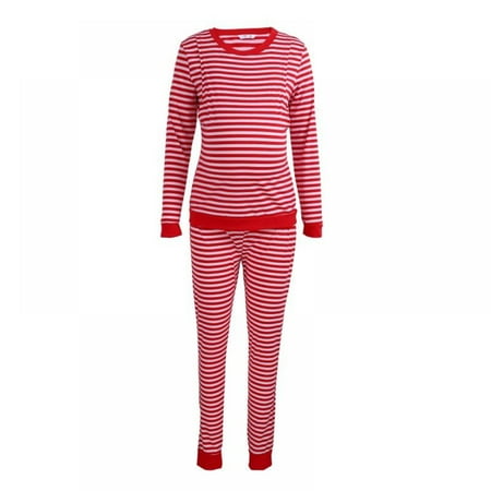 

Women Maternity cNursing Thermal Underwear Set Striped Knit Long Johns Set Top & Bottom Base Layer for Pregnant