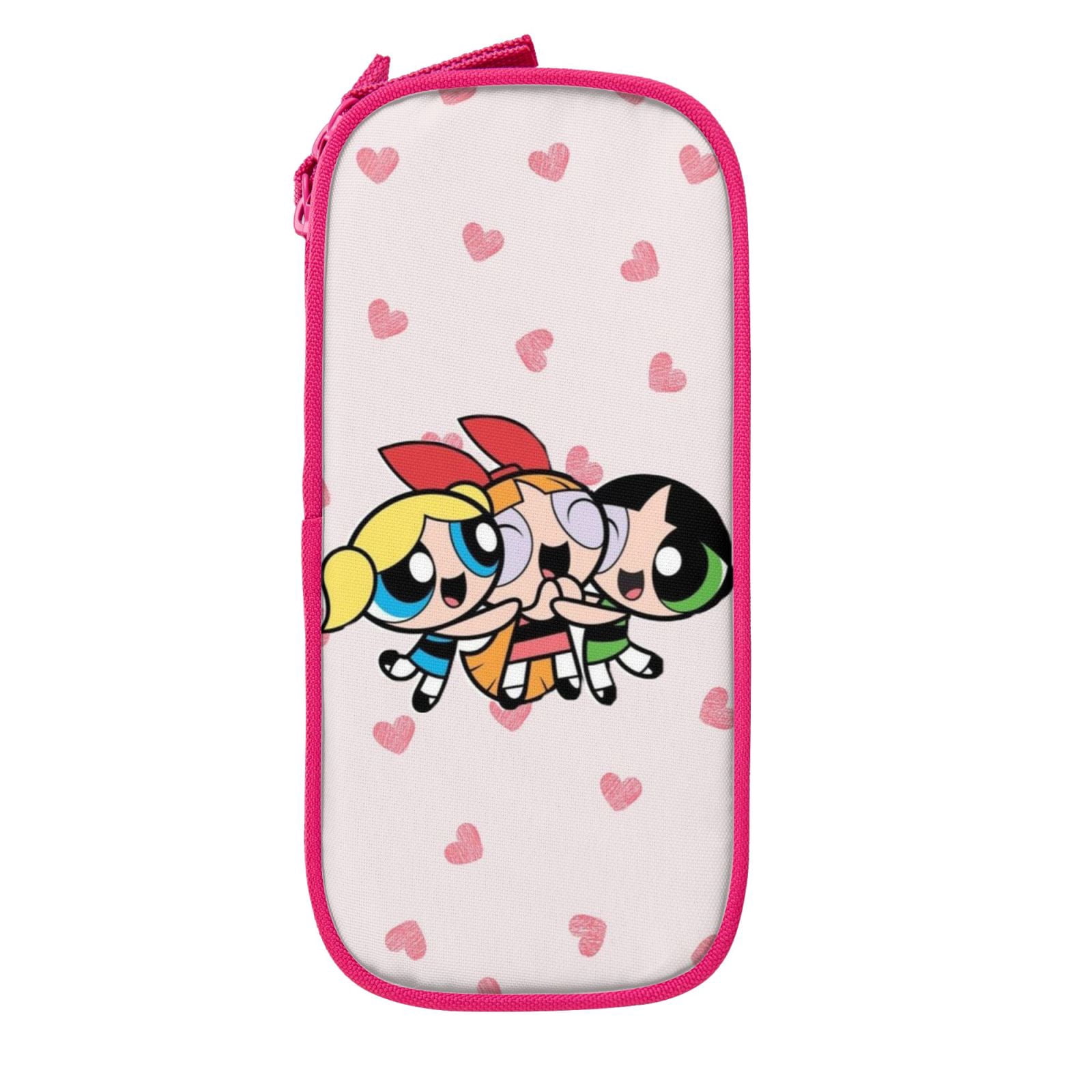 The Powerpuff Gi-rls Pencil Case Large Capacity Pencil Pouch Pen Bag Office Stationery Organizer Travel Makeup Bag Pink