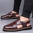 thumbnail image 4 of Men's Crocodile Embossed Slingback Sandals - Closed Toe Leather Fisherman Sandals, Casual Dress Summer Shoes, 48, 4 of 4