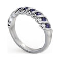 thumbnail image 2 of 0.60 Ct Wonderful Round Cut Real Diamond Blue Sapphire Half Eternity Band for Ladies 14K White Gold Size 7.5, 2 of 7