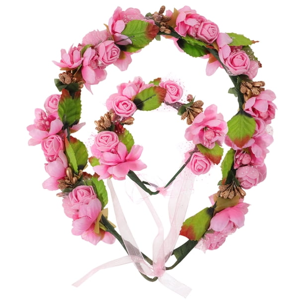 EeaseMX 2 diademas de flores decorativas para fiesta, pulsera con corona de flores simulada, tocado