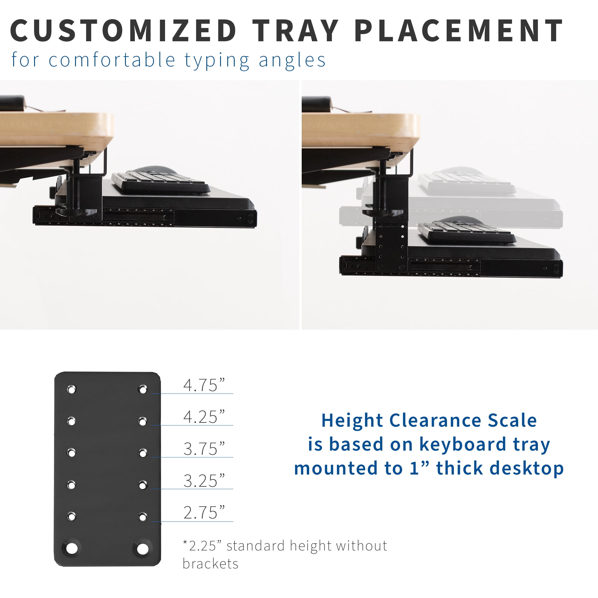 VIVO Black Height Adjustment Kit for MOUNT-KB05E Under Desk Keyboard Tray Series