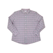 Haggar Mens White Purple & Black Plaid Stretch Long Sleeve Button-Front Shirt S