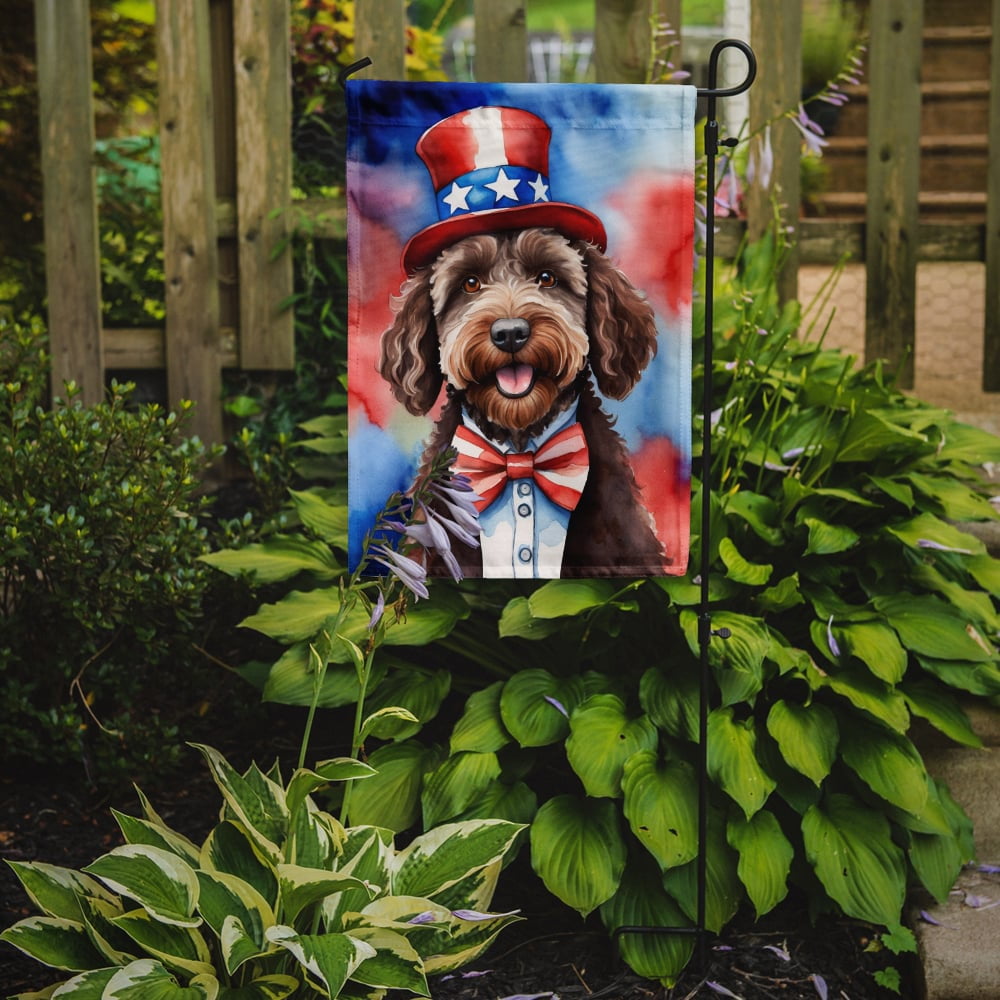 Labradoodle Patriotic Garden Flag 11.25 in x 15.5 in