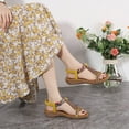 thumbnail image 2 of Anuirheih Sandals for Women Summer Flats, Comfortable Elastic Ankle Strap Dress Flats Shoes Casual Slip on Open Toe Boho Beach Sandal (Yellow）, 2 of 9