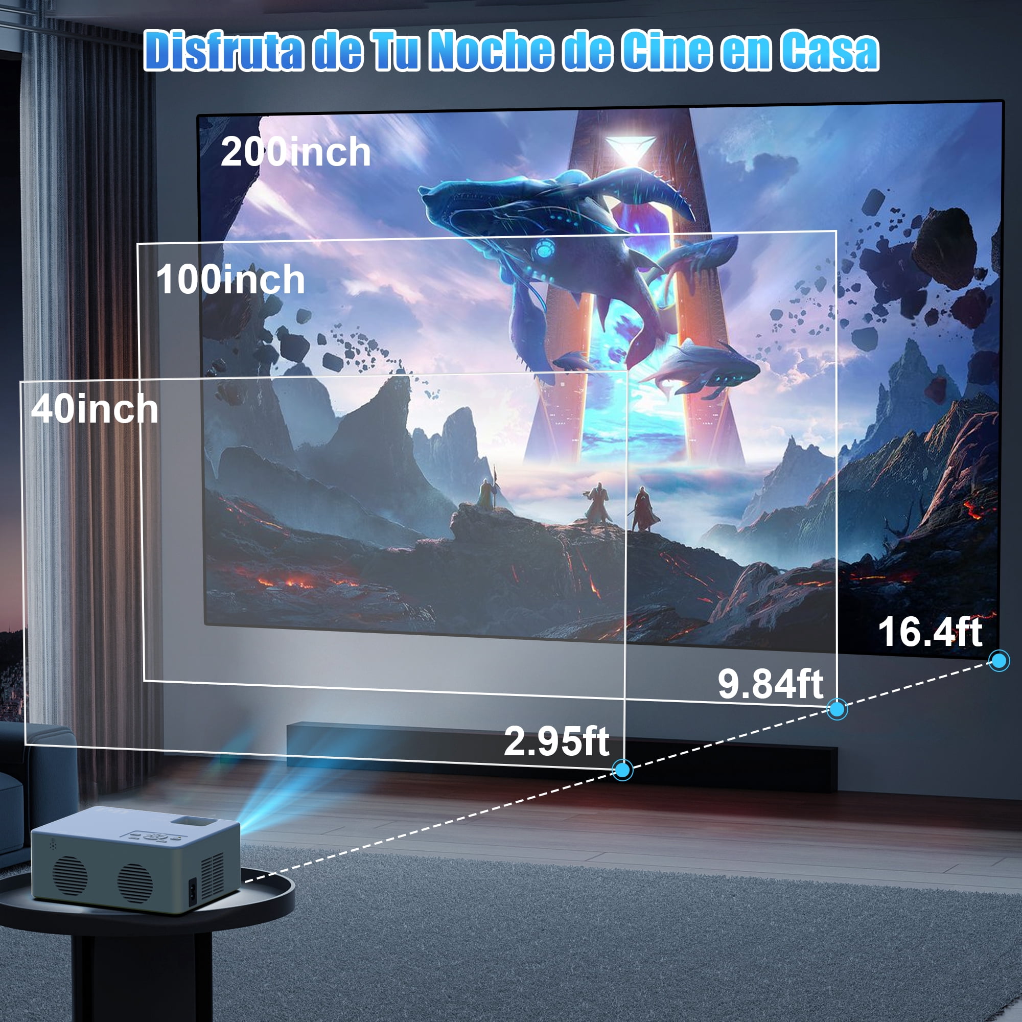 GCZ Mini Projector, Projector with WiFi and Bluetooth, 1080P Full HD Support, Compatible with TV Stick/Phone/HDMI