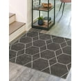 thumbnail image 5 of Unique Loom Trellis Frieze Collection Area Rug - Geometric (7' Square Dark Gray/Ivory), 5 of 7