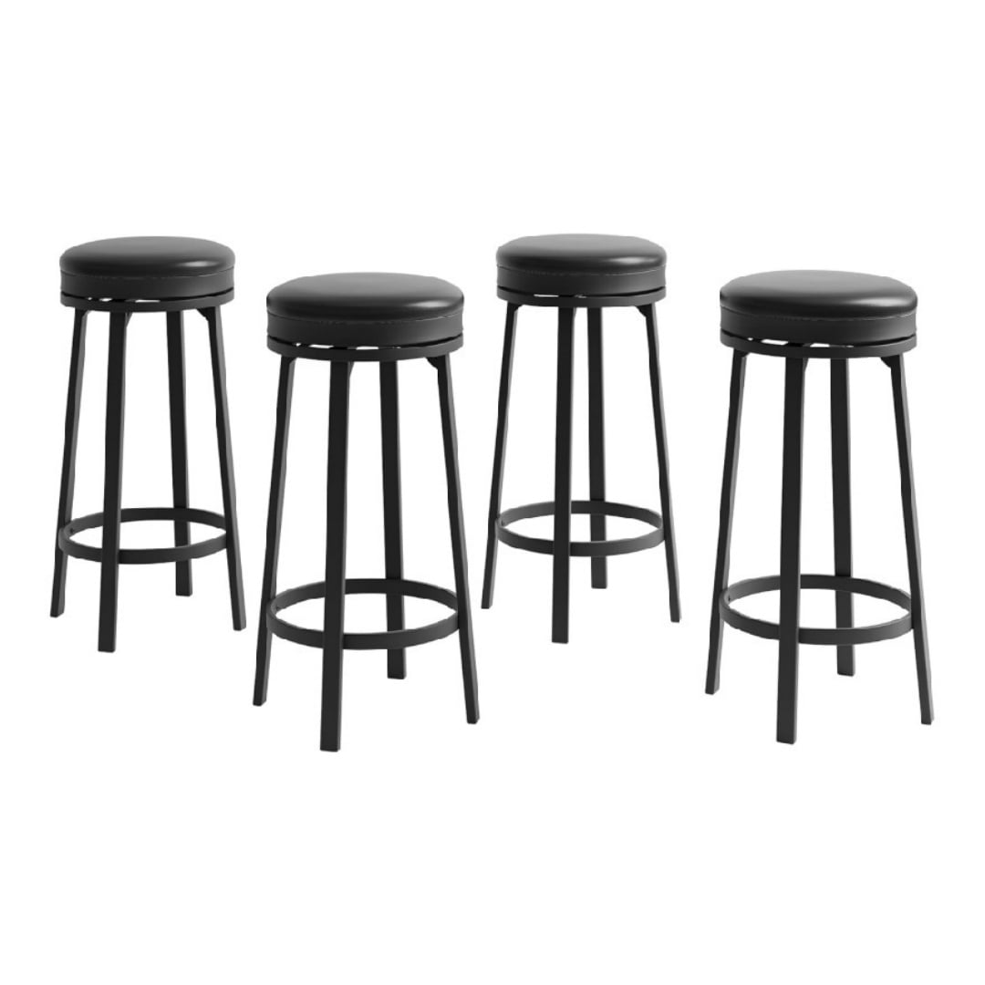 2/4 PCS Home Kitchen 360° Swivel Bar Stool Set of 4, PU Leather Upholstered Counter Height Bar Stool with Metal Footrests, Mid Century Modern Barstool for Kitchen, Dinig Rooms, Apartments