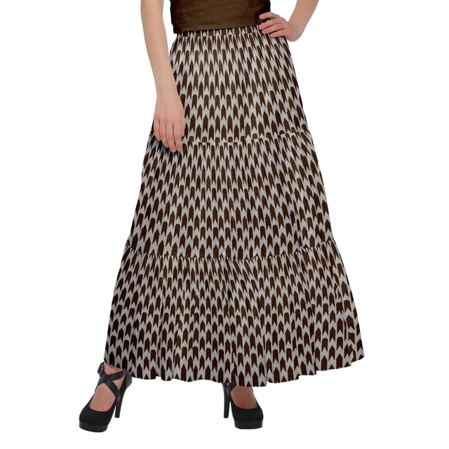 Moomaya Jupe Longue Imprimée pour Femmes Style Portefeuille Grande Taille Jupe Maxi à 3 Niveaux